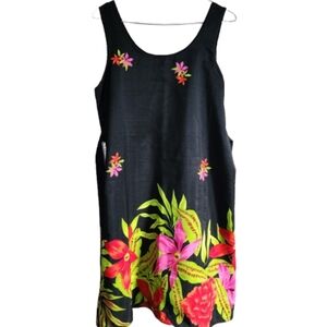 Womens S Looking Good USA Pink Floral Coquette Black Sleeveless Dress
